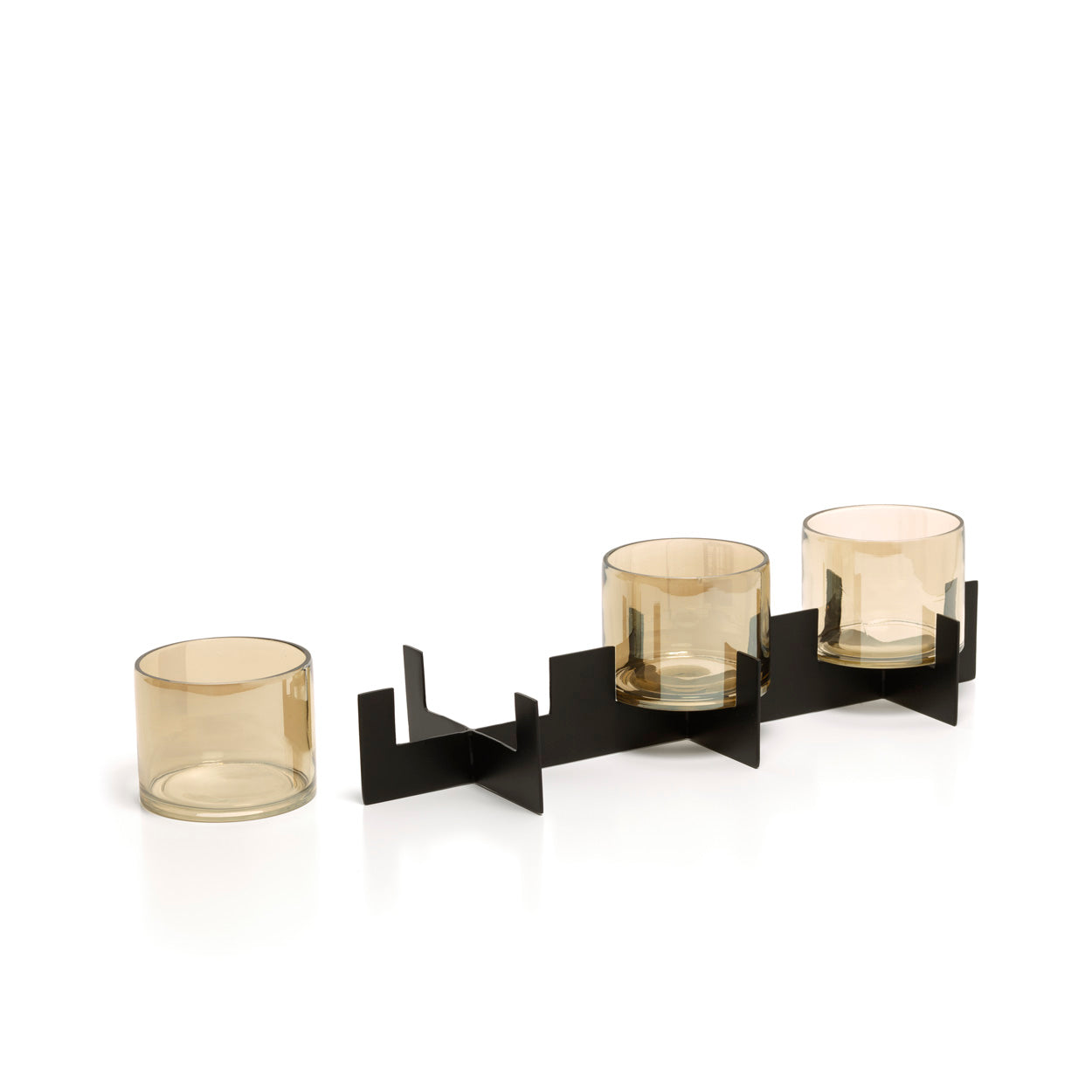 Kandelaar Vientis Glas Zwart - Set van 3 - Afbeelding 2