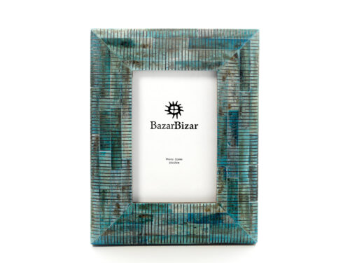 Fotolijst Leistum Turquoise met golvende buffelbot textuur in turquoise, geschikt voor 10x15 cm foto