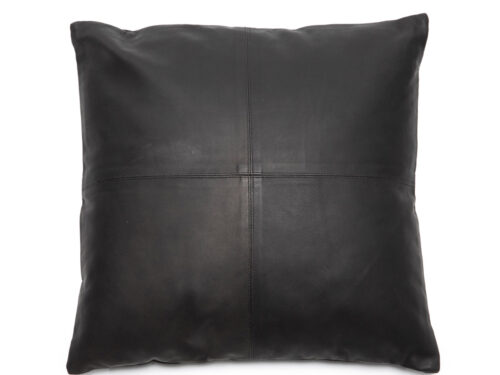 Kussenhoes Trannone zwart 40x40 cm, kalfsleder met vier panelen en stijlvolle matte uitstraling