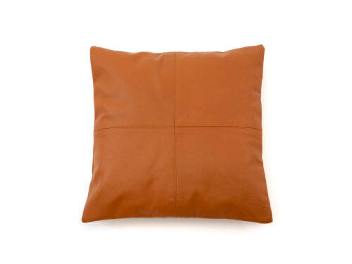Caassik camel kussenhoes van leer, vierkant 40 x 40 cm, met luxe stiksel en warme uitstraling