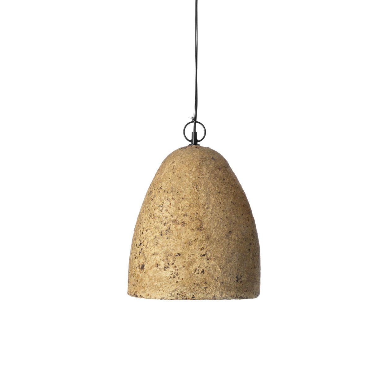 Hanglamp Bondang Papier van papier-maché met natuurlijke modderafwerking en compacte, ingetogen vorm