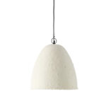 Hanglamp Siebal Papier van wit papier-maché met sculpturale vorm en ruwe textuur