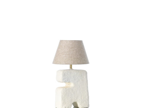 Tafellamp Klennik Papier met witte papier-maché voet en beige kap