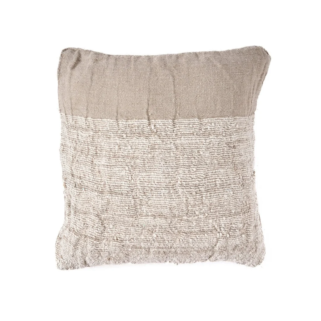 Kussenhoes Foonnella Naturel van linnen met natuurlijke beige tint en rustieke textuur, 50 x 50 cm