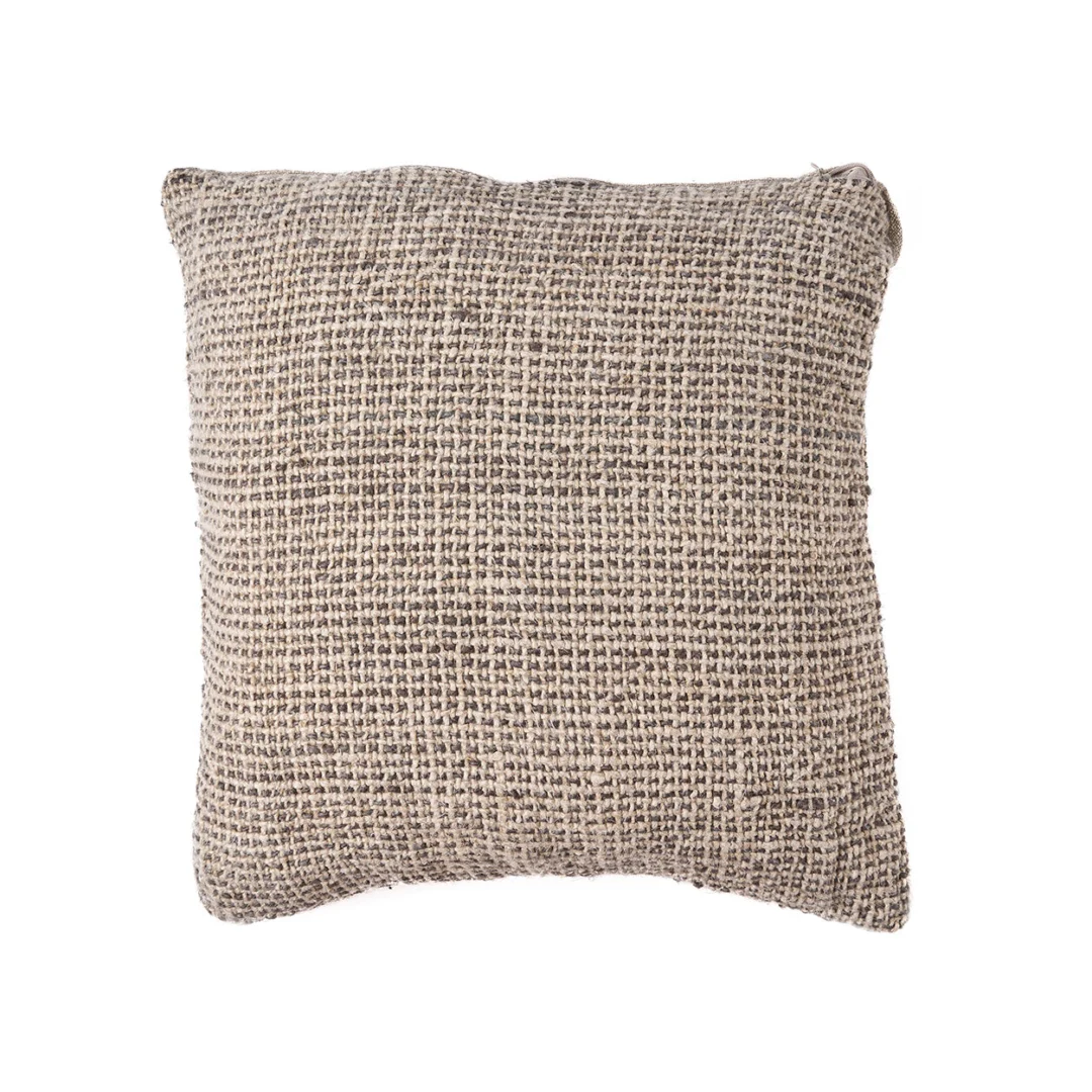 Kussenhoes Lerida Naturel van linnen met grove structuur en natuurlijke zwart-beige tinten