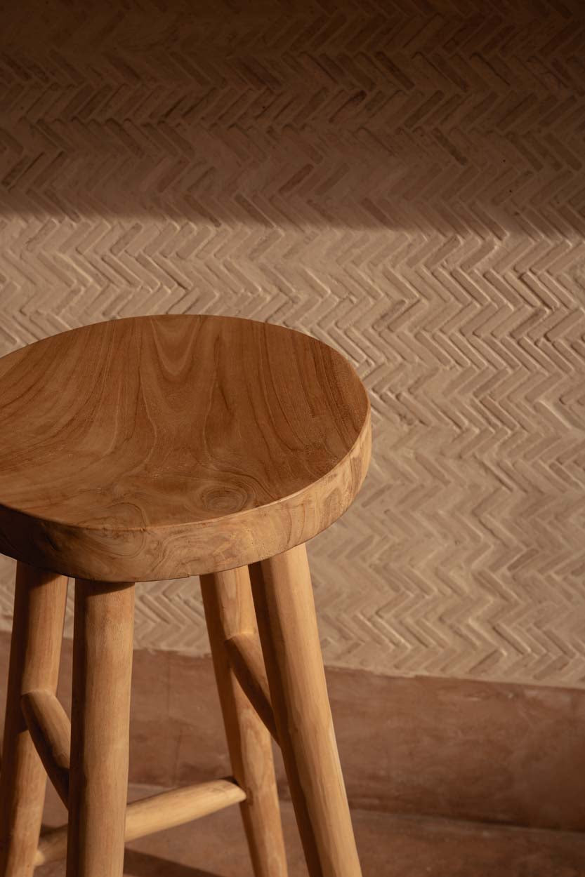 Barkruk Beessu Teak Naturel - Afbeelding 5
