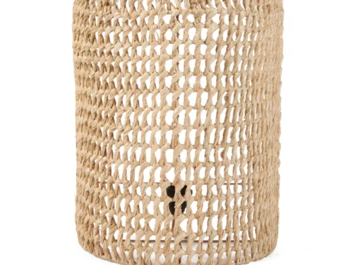 Wandlamp Rurne Naturel van sisal met open geweven structuur en warme, diffuse lichtval