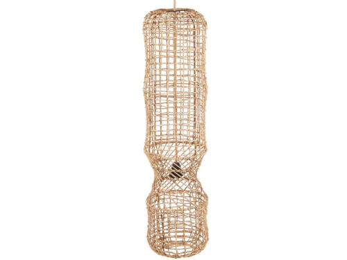 Decoratiehanger Treendand Naturel: naturel bananenblad hanglamp met open, organische structuur