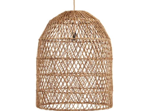 Decoratiehanger Narmun Naturel, handgeweven bananenblad hanglamp met open, natuurlijke vorm