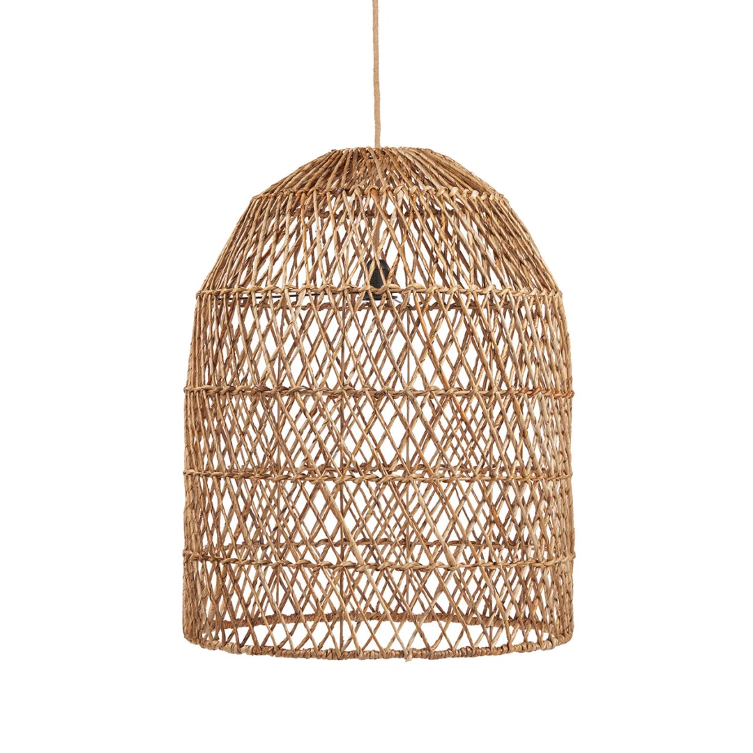 Decoratiehanger Narmun Naturel, handgeweven bananenblad hanglamp met open, natuurlijke vorm