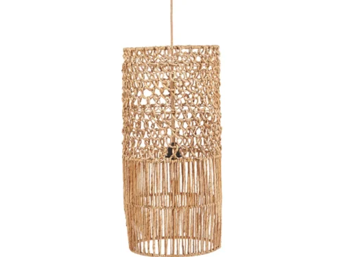 Decoratiehanger Treimmoro Naturel van bananenblad, open geweven hanglamp met warme natuurlijke uitstraling