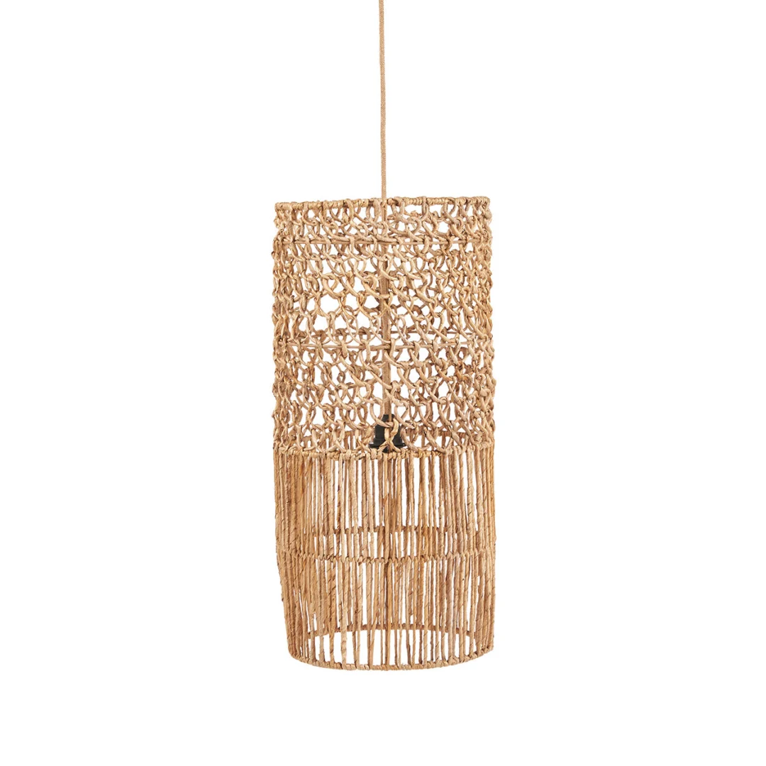Decoratiehanger Treimmoro Naturel van bananenblad, open geweven hanglamp met warme natuurlijke uitstraling