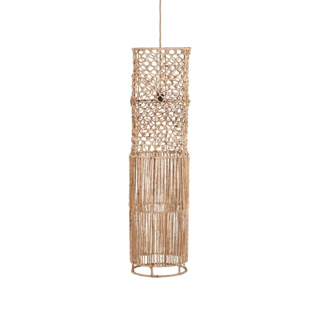 Decoratiehanger Kleiltane Naturel van gevlochten bananenblad, hoog cilindervormig met open structuur