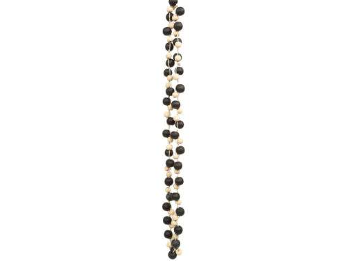 Sitesta houten woonaccessoire met naturel en zwarte parels, lang hangend decoratief accent