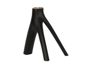 Kandelaar Raatine Hout Zwart H20 cm