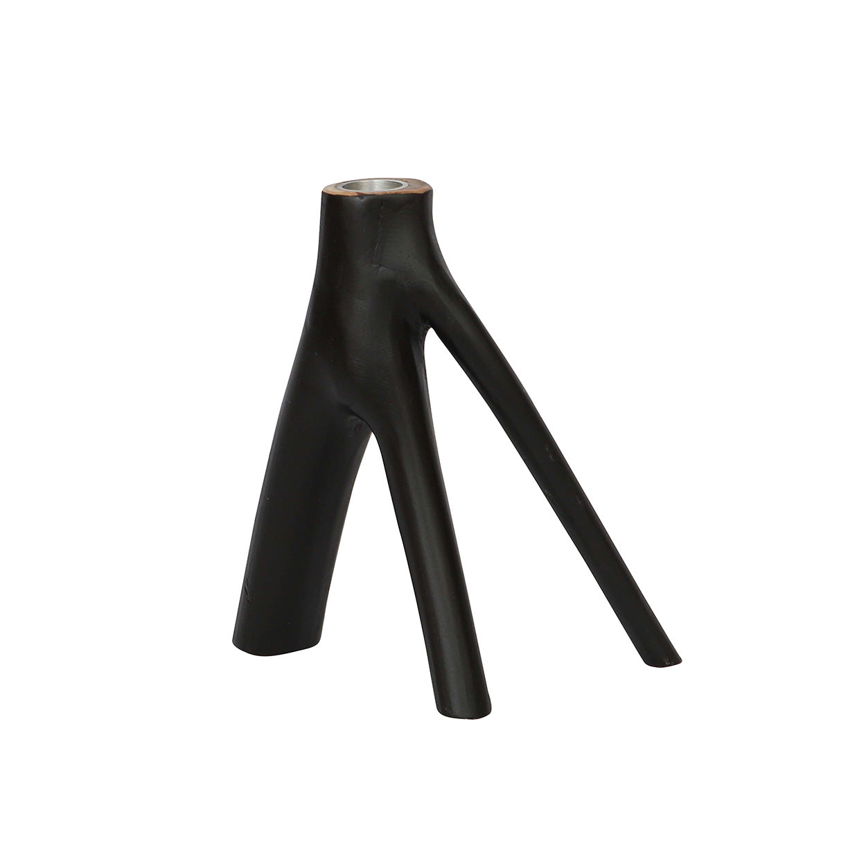 Kandelaar Raatine Hout Zwart H20 cm