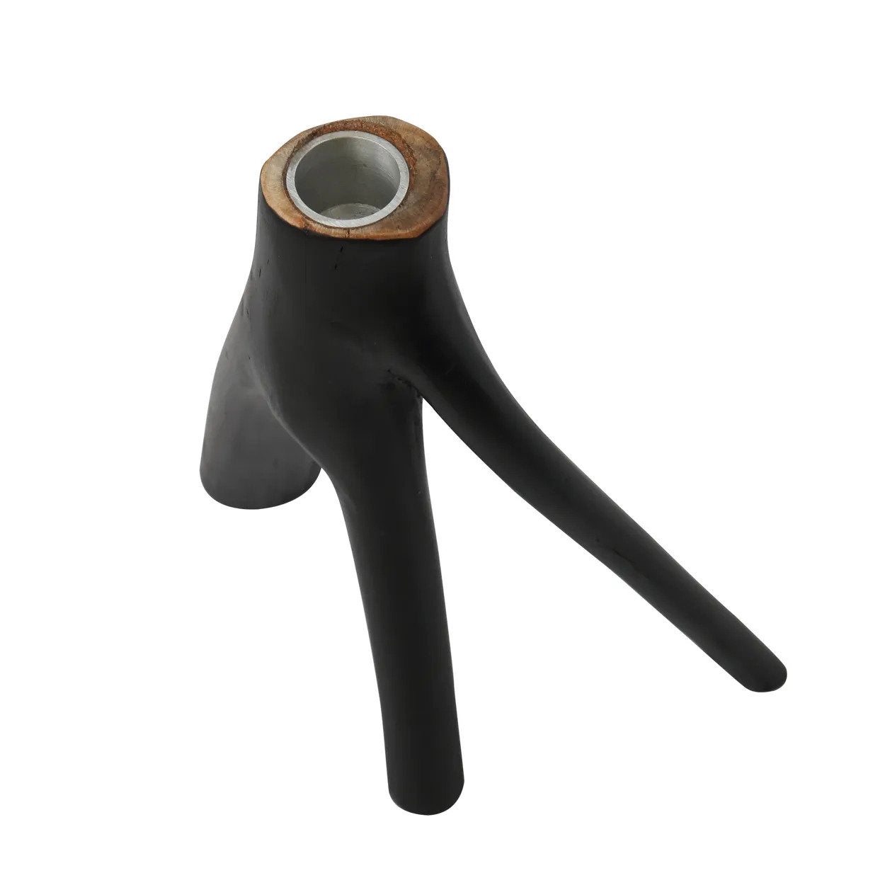 Kandelaar Raatine Hout Zwart H20 cm - Afbeelding 4