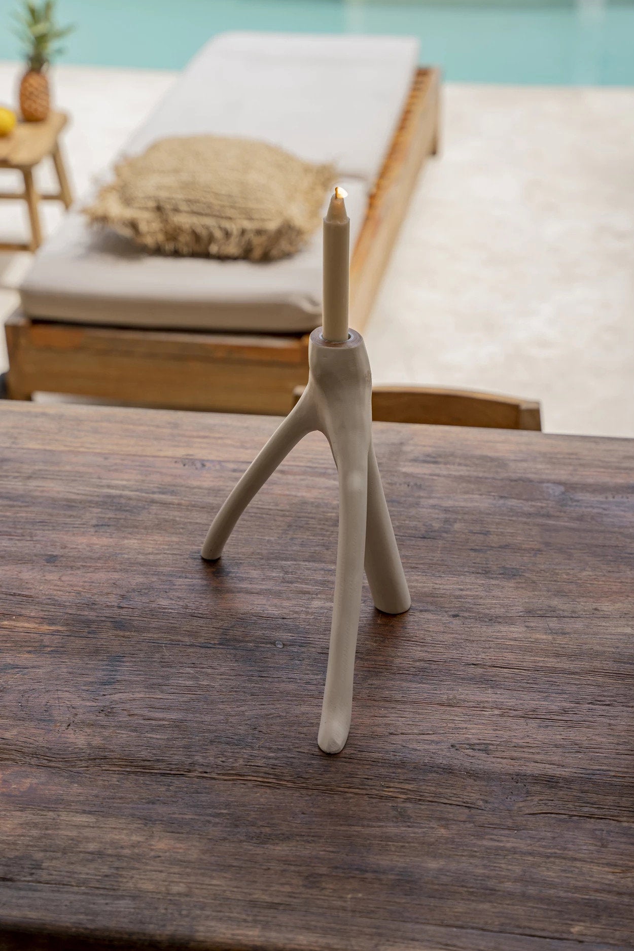Kandelaar Giskes Hout Wit - Afbeelding 3