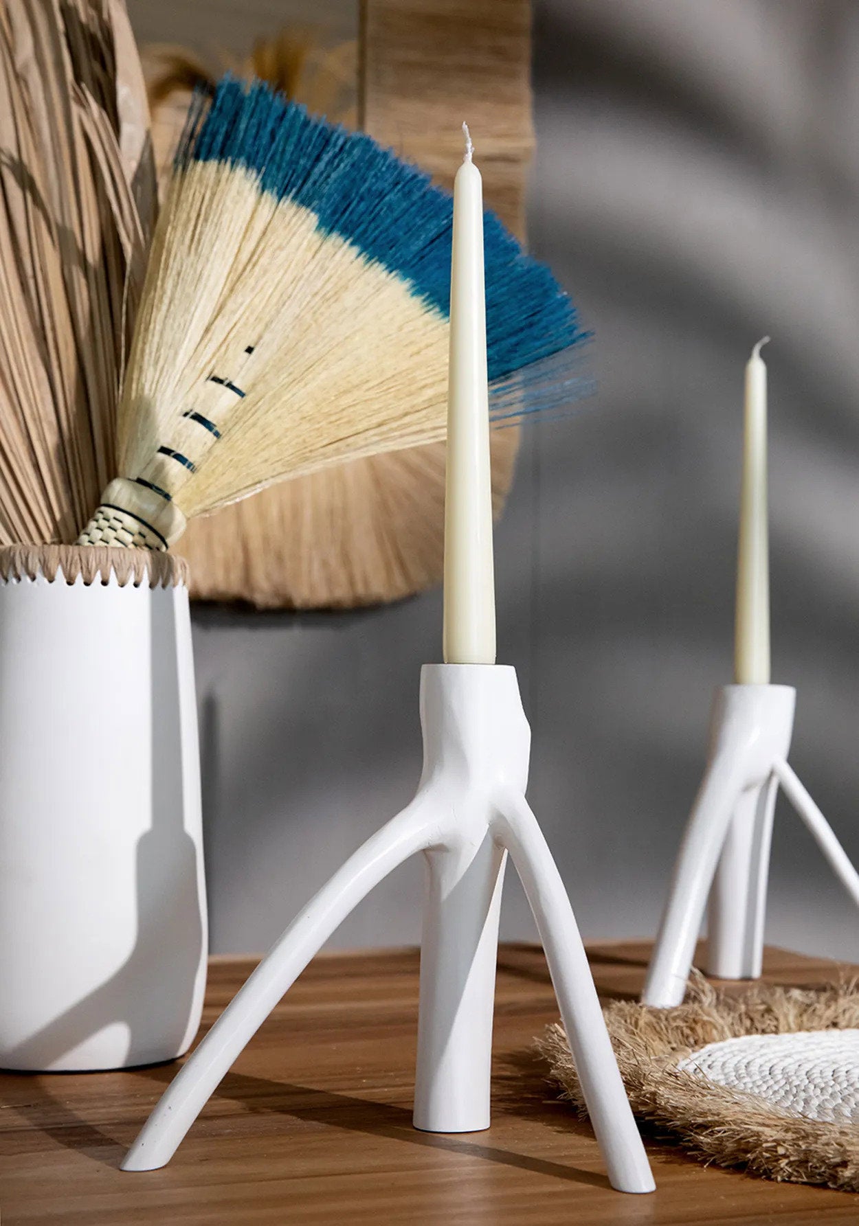 Kandelaar Giskes Hout Wit - Afbeelding 4