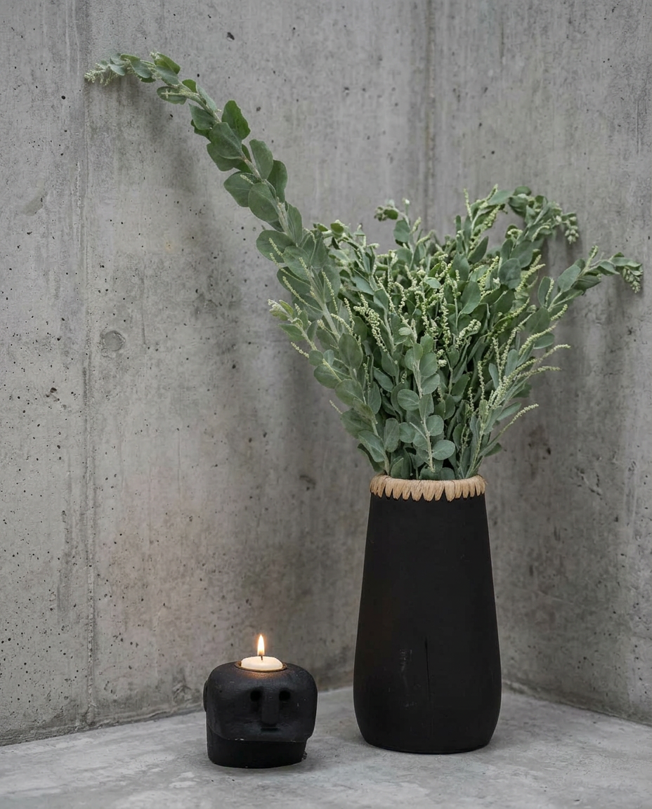 Vaas Geirrund Raffia Zwart - Afbeelding 2