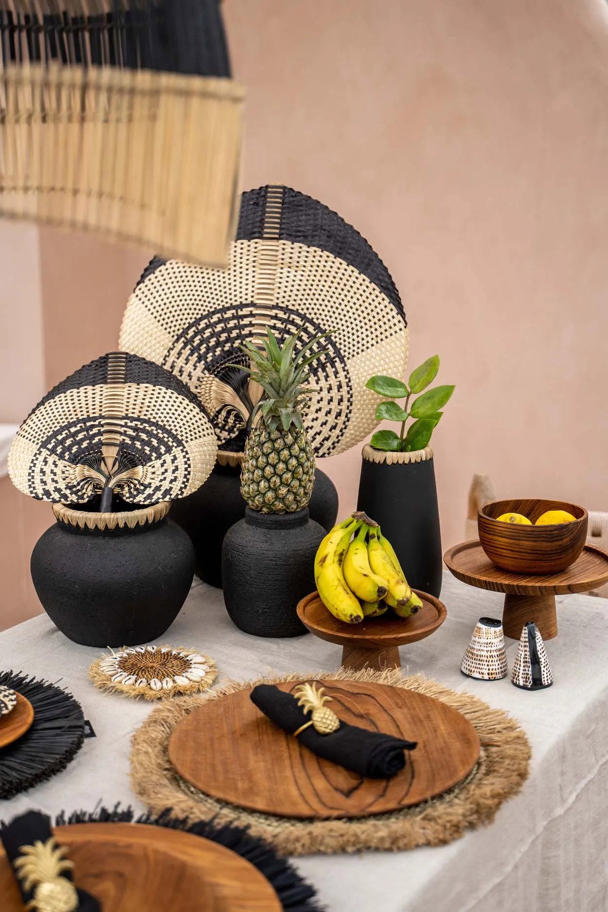 Vaas Rodena Raffia Zwart H23 cm - Afbeelding 4