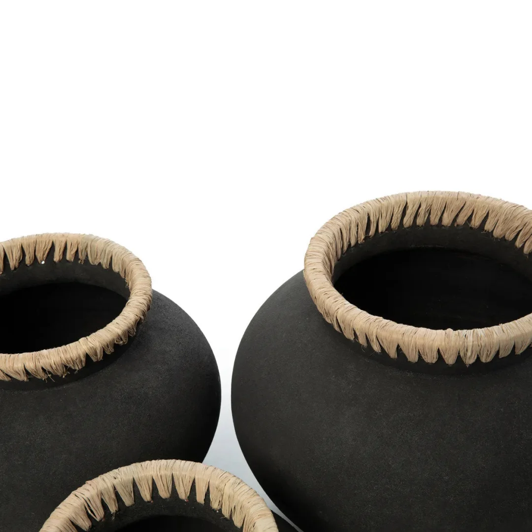 Vaas Selma Raffia Zwart - Afbeelding 6
