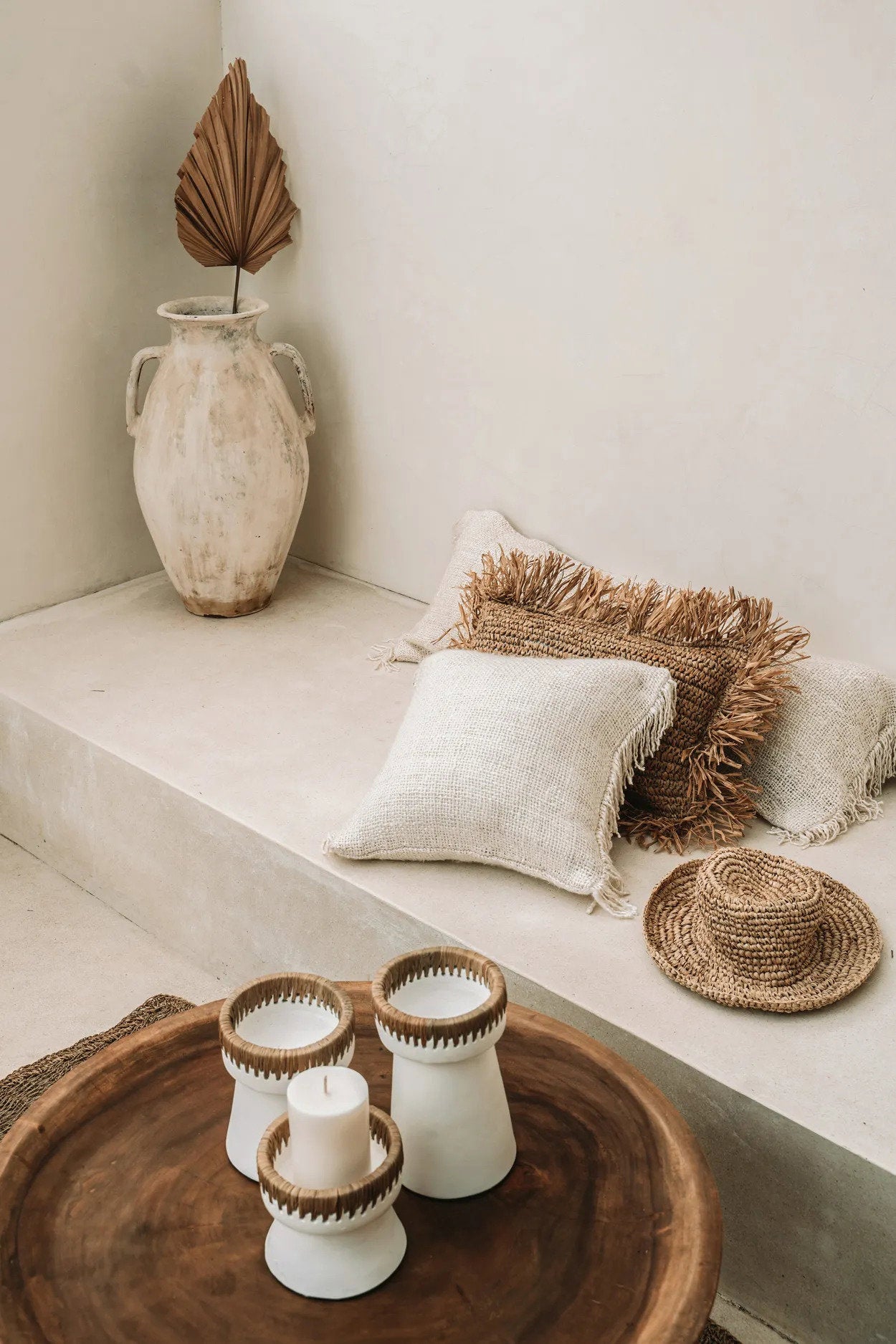 Kandelaar Keekos Raffia Naturel H12 cm - Afbeelding 3
