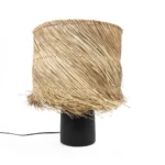 Tafellamp Nenton zwart met naturel sisalfranjes en boho-uitstraling, sfeervolle lampenkap en zwarte voet