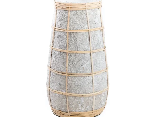 Vaas Hentone Rotan Naturel met terracotta, naturel rotan en slanke, stoere vorm in beton naturel