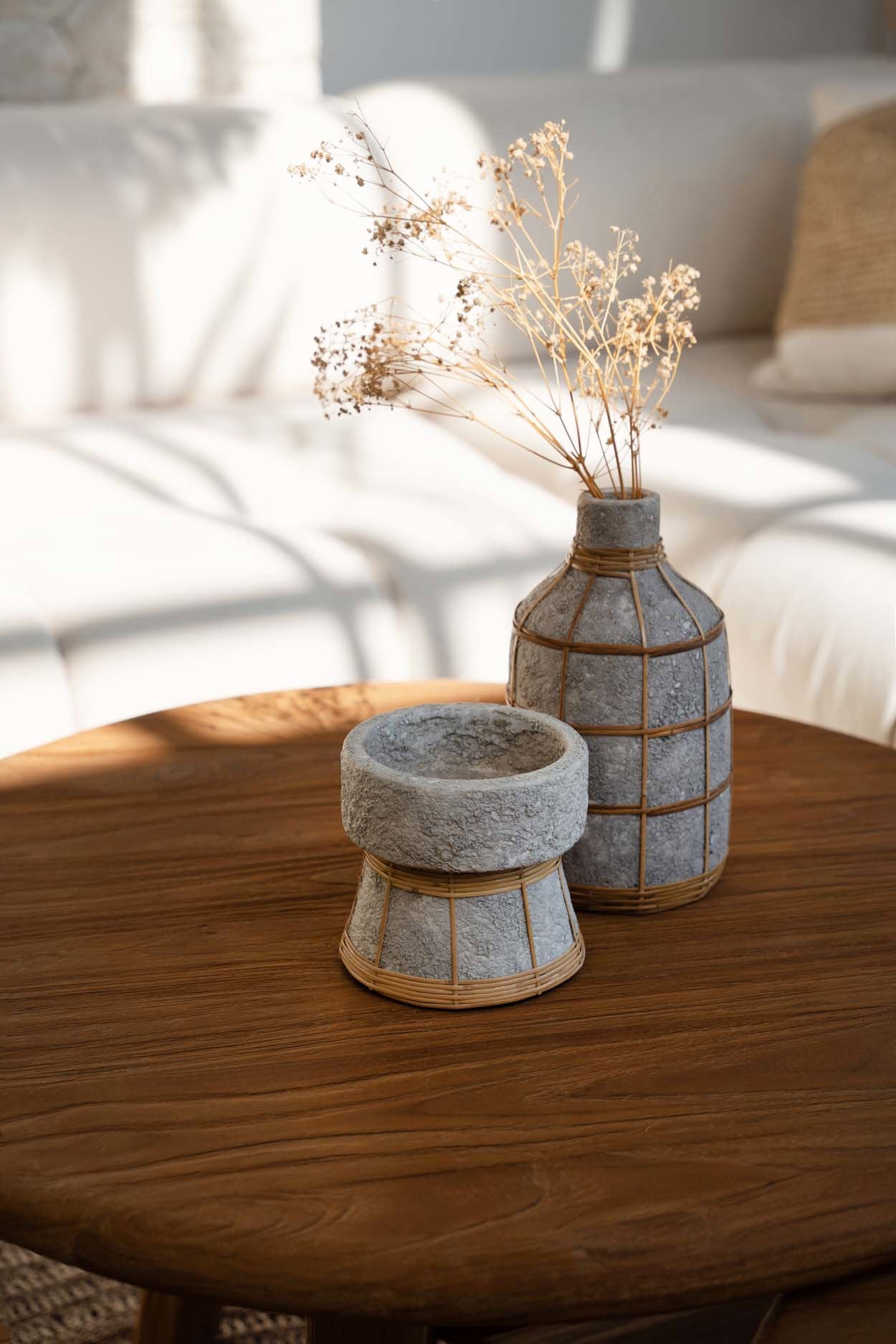 Vaas Vovun Rotan Naturel H24 cm - Afbeelding 2