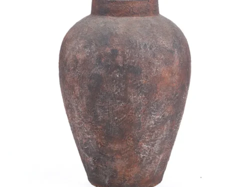 Vaas Griskel Bordeaux terracotta vloervaas met royale vorm en stoere, verweerde uitstraling