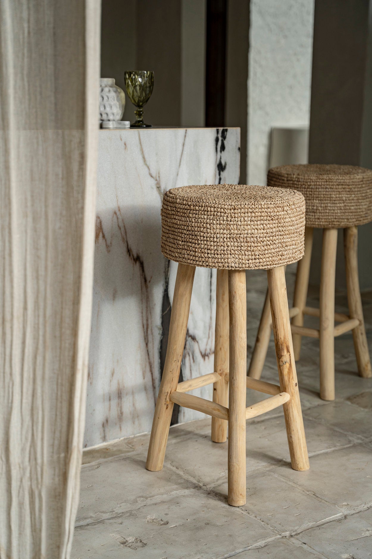Barkruk Penang Teak Naturel - Afbeelding 3