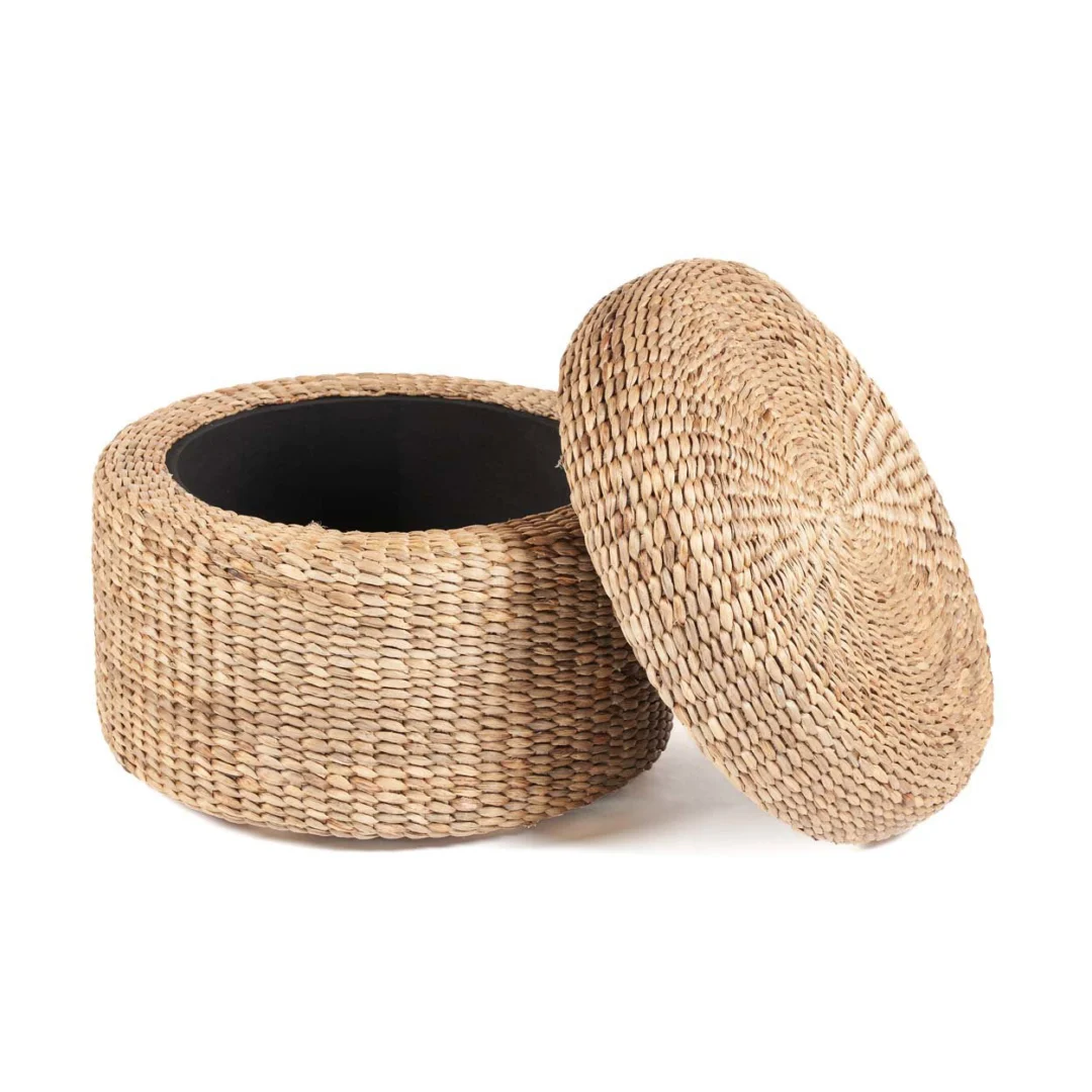Poef Stieskun naturel hout waterhyacint - Afbeelding 2