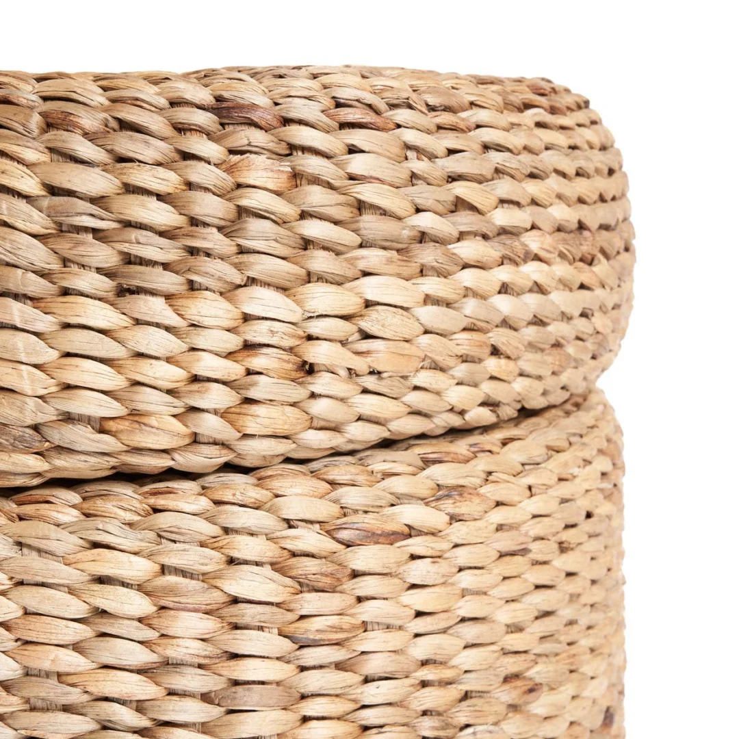 Poef Stieskun naturel hout waterhyacint - Afbeelding 3