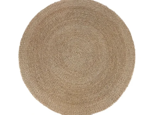 Vloerkleed Floolves Naturel, rond sisal tapijt met handgeweven, natuurlijke textuur