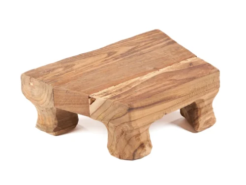 Dienblad Slaundin teak naturel met verhoogde pootjes en warme houtnerf