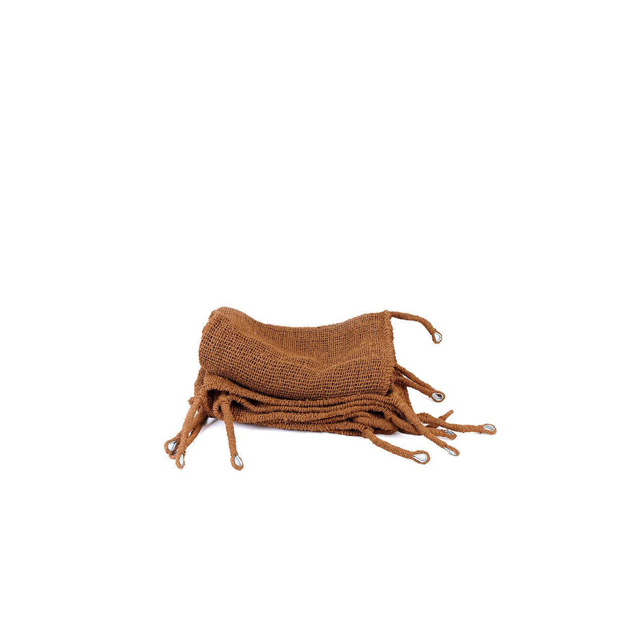 Woonaccessoire Reino Naturel, handgeweven kokosvezel zonnescherm in natuurlijke bruine tint met ophanglussen