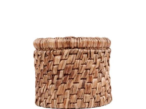 Mand Mausello waterhyacint naturel opbergmand met ronde vorm en diagonaal geweven patroon