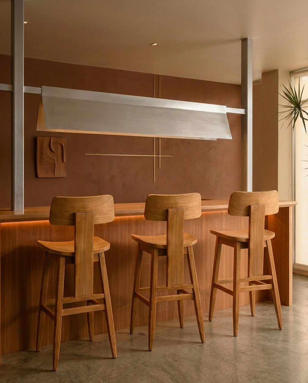 Barkruk Bauldes Teak Naturel - Afbeelding 2