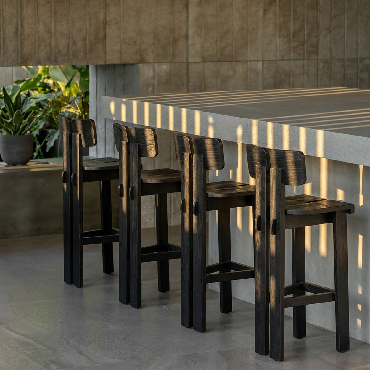 Barkruk Laulvir Teak Zwart - Afbeelding 2
