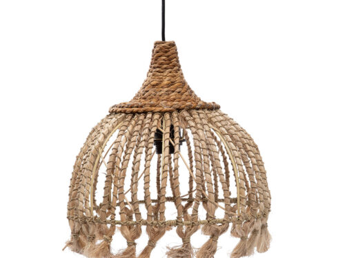 Kwasthanger Paatero Naturel hanglamp van abacagras met natuurlijke tint en speelse kwasten