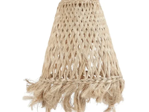 Kwalhanger Paola Naturel, handgeweven abaca hanglamp met luchtige Jellyfish-vorm en franjes