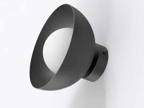 Wandlamp Burgos Zwart Ø10 cm met strak zwart staal en witte kap voor zacht sfeervol licht