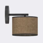 Wandlamp Zauntand bruin Ø20 cm met zwart staal en stoffen kap voor sfeervolle gerichte verlichting