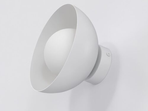 Wandlamp Fierdin Grijs Ø10 cm met schuine witte kap en strak, modern design