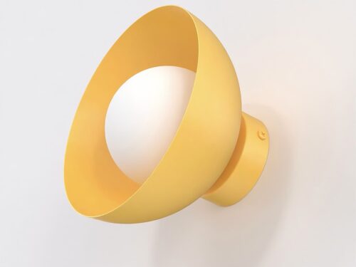 Oranje Wandlamp Mausella Ø10 cm met witte kap en strak, minimalistisch design