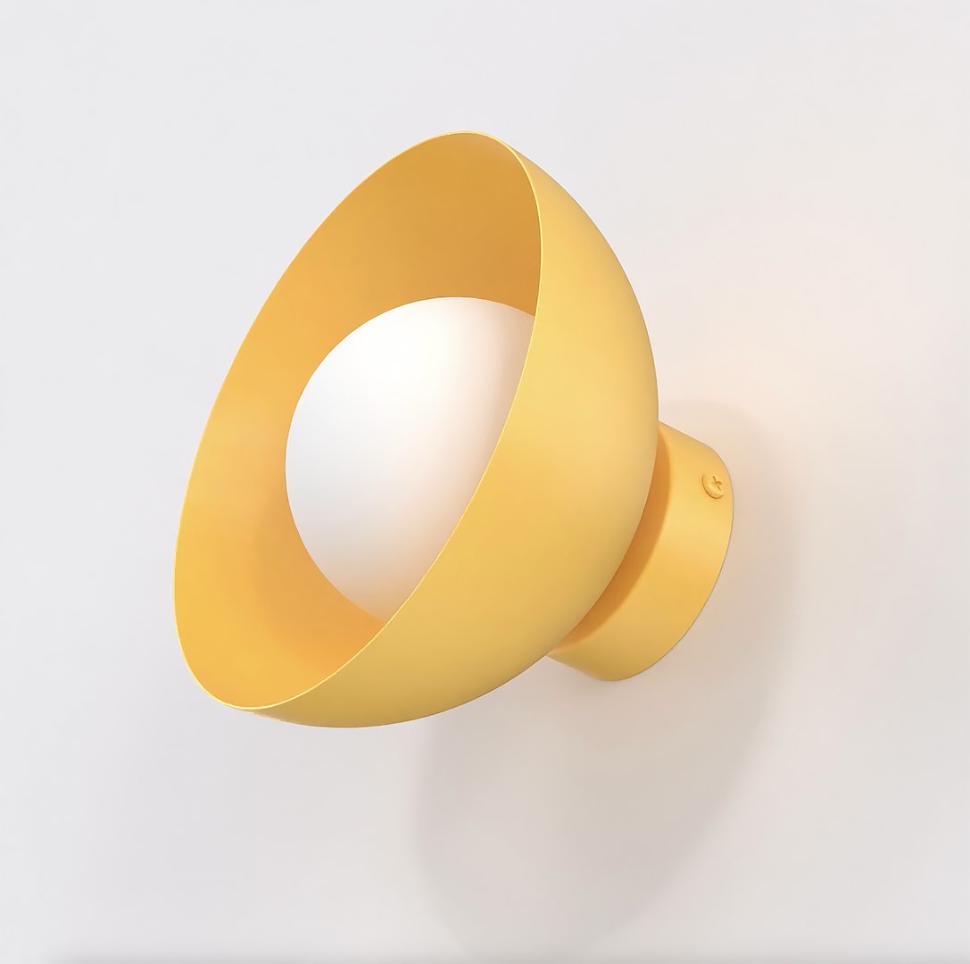 Oranje Wandlamp Mausella Ø10 cm met witte kap en strak, minimalistisch design
