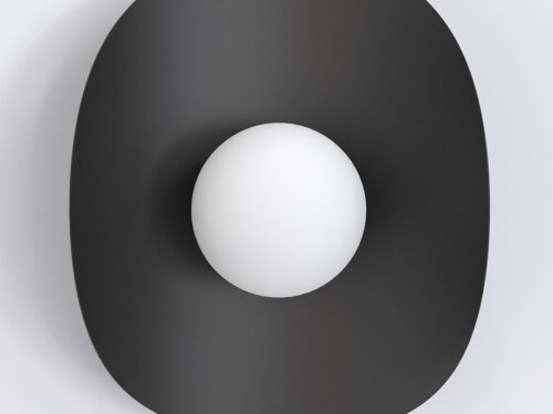 Wandlamp Murroro zwart Ø10 cm met sculpturaal design en witte kap voor zacht, sfeervol licht