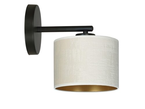 Wandlamp Hierri Wit Ø10 cm met zwarte arm, witte kap en mokka binnenzijde