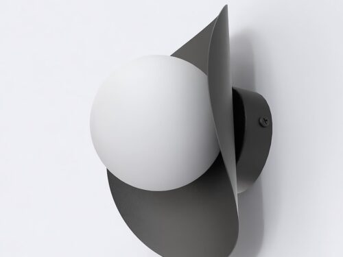 Wandlamp Klerral zwart Ø10 cm met witte kap, modern design van gepoedercoat staal